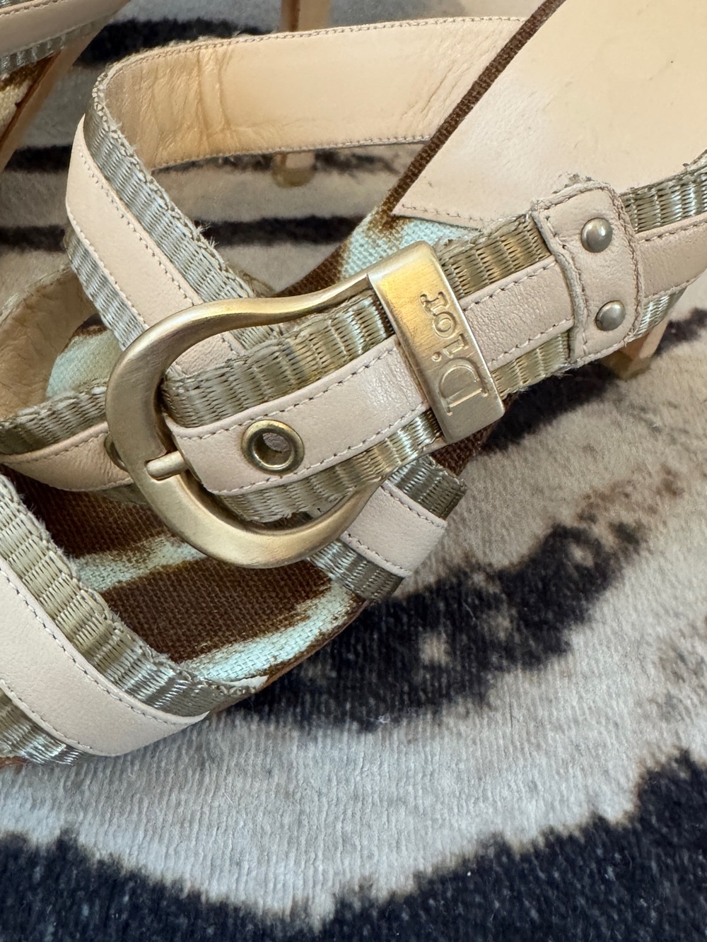 Dior Beige Strappy Heeled Sandals leopard print - Picture 6 of 11